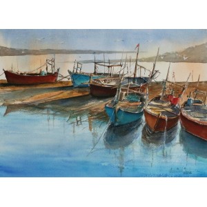Momin Waseem, 10 x 14 Inch, Water Color on Paper, Seascape Painting, AC-MW-035
